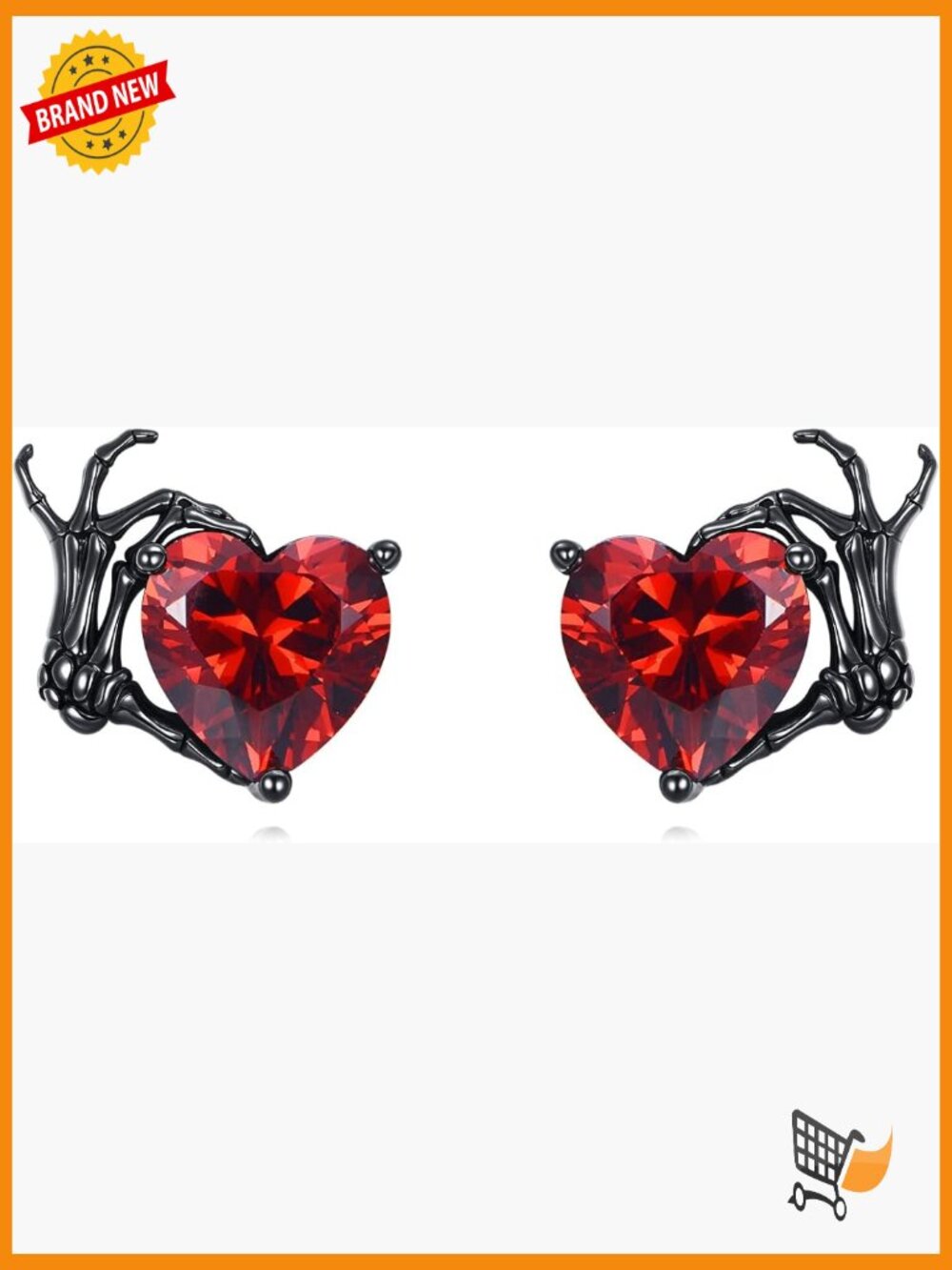 Skull Heart Earrings - Sterling Silver Studs Gothic Jewelry